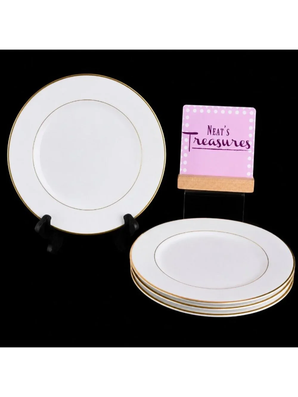 Vintage Noritake DAWN White Gold Verge Japan Porcelain Lunch Salad Plates Set 4